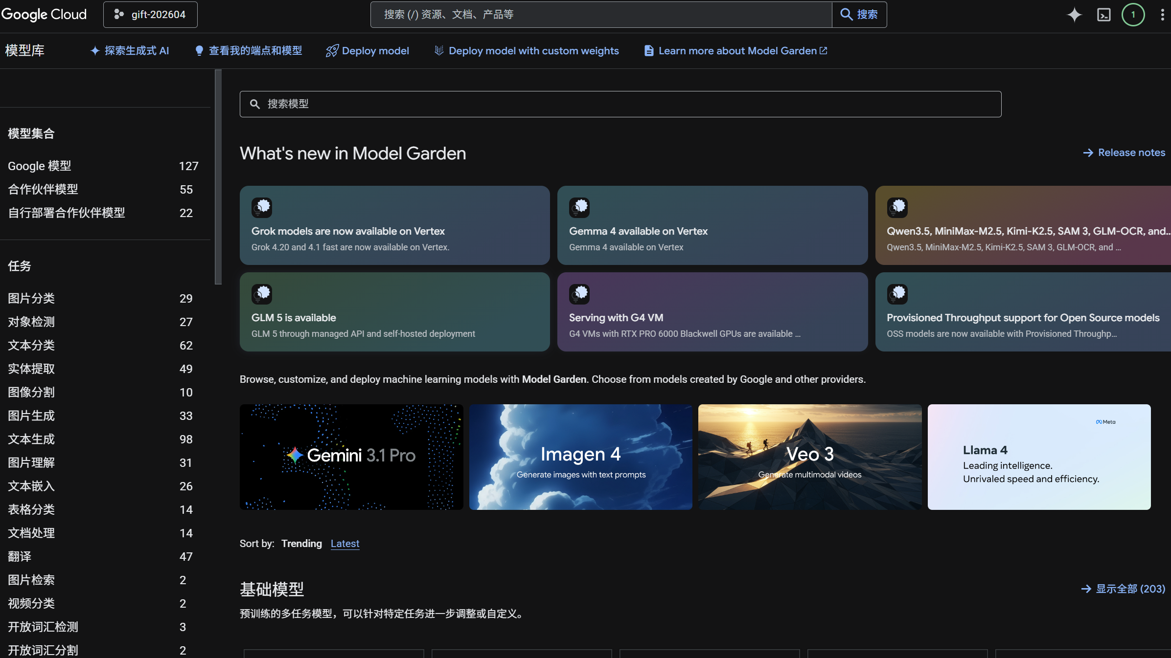Model Garden 主界面