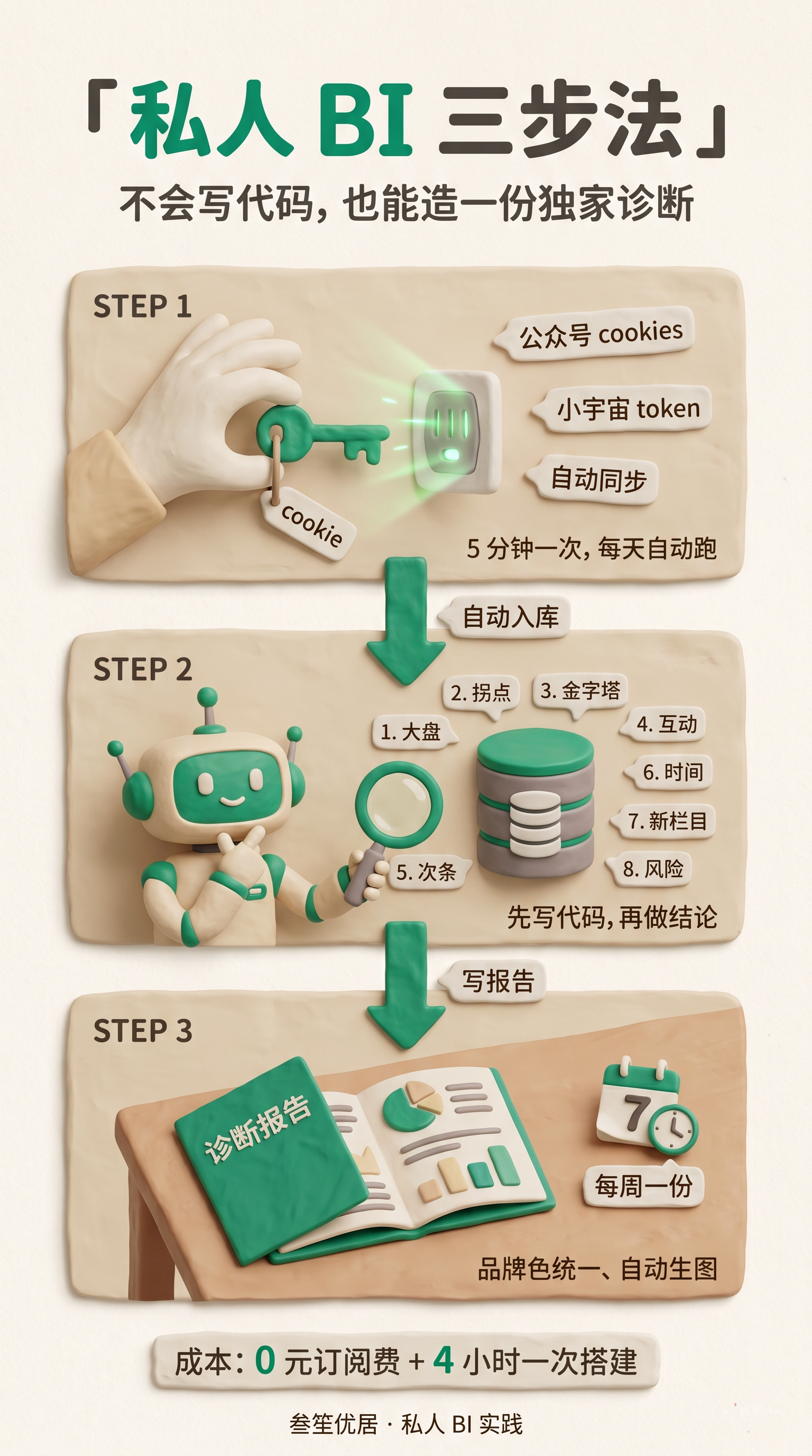 私人 BI 三步法流程图
