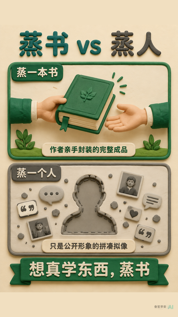 蒸书 vs 蒸人：一个是作者亲手封装的完整成品，一个是公开形象的拼凑拟像